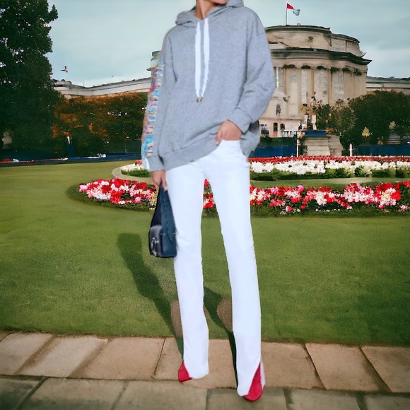 🌺SOLD ON BAY🌺 $633 Stella McCartney Sweatshirt Hoodie 14 “ ALL IS LOVE “ Fringe - Picture 7 of 16